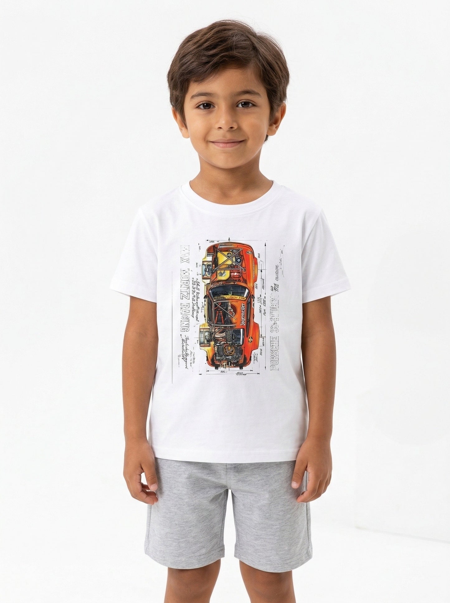 Kinder-T-Shirt mit „Max Moritz Racing“ Porsche 934 Grafik