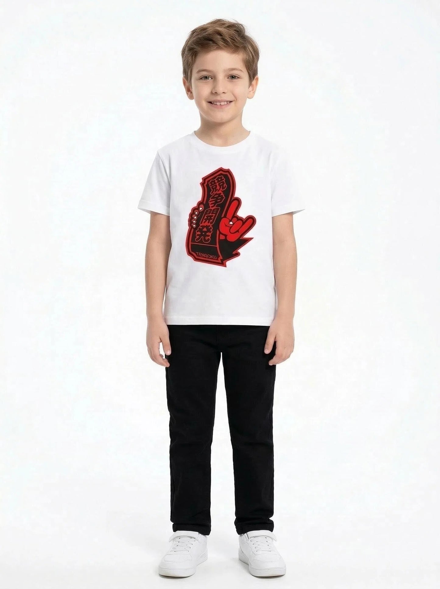 Kinder T-Shirt mit „Tengoku Rock Hand“-Grafik